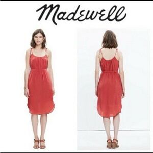 Madewell Soft Rust Silk Skyway Cami tulip hemline Dress size 4
